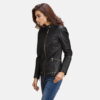Black Haley Ray Black Leather Biker Jacket - Product View