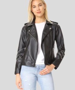 Women’s Studded Leather Motorcycle Jacket