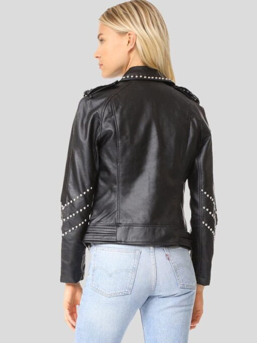 Women’s Studded Leather Motorcycle Jacket
