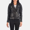 Black alison leather biker jacket - Back View
