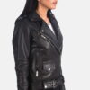 Black alison leather biker jacket - Back View