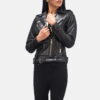 Black alison leather biker jacket - Back View