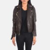 Brown alison leather biker jacket - Back View