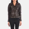 Brown alison leather biker jacket - Back View