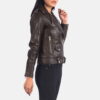 Brown alison leather biker jacket - Back View