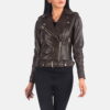 Brown alison leather biker jacket - Back View