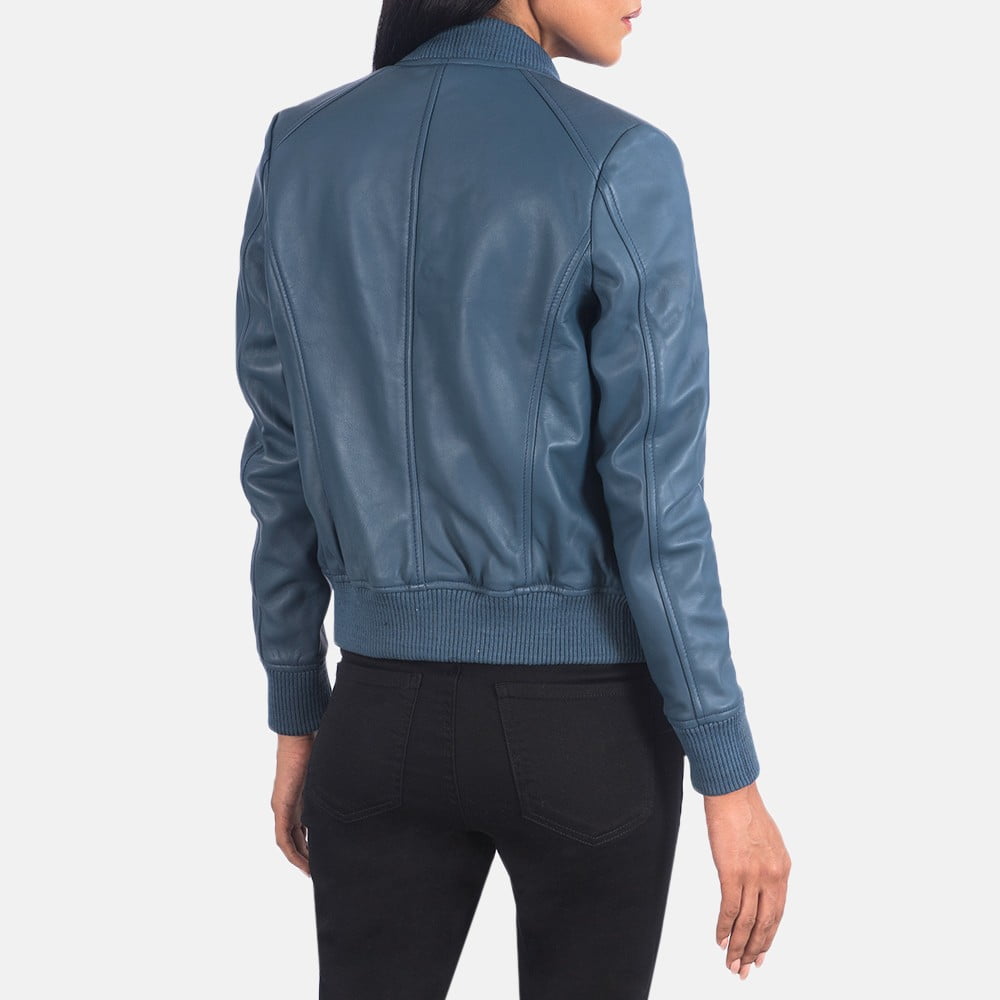 leather jackets women bomber - Back View