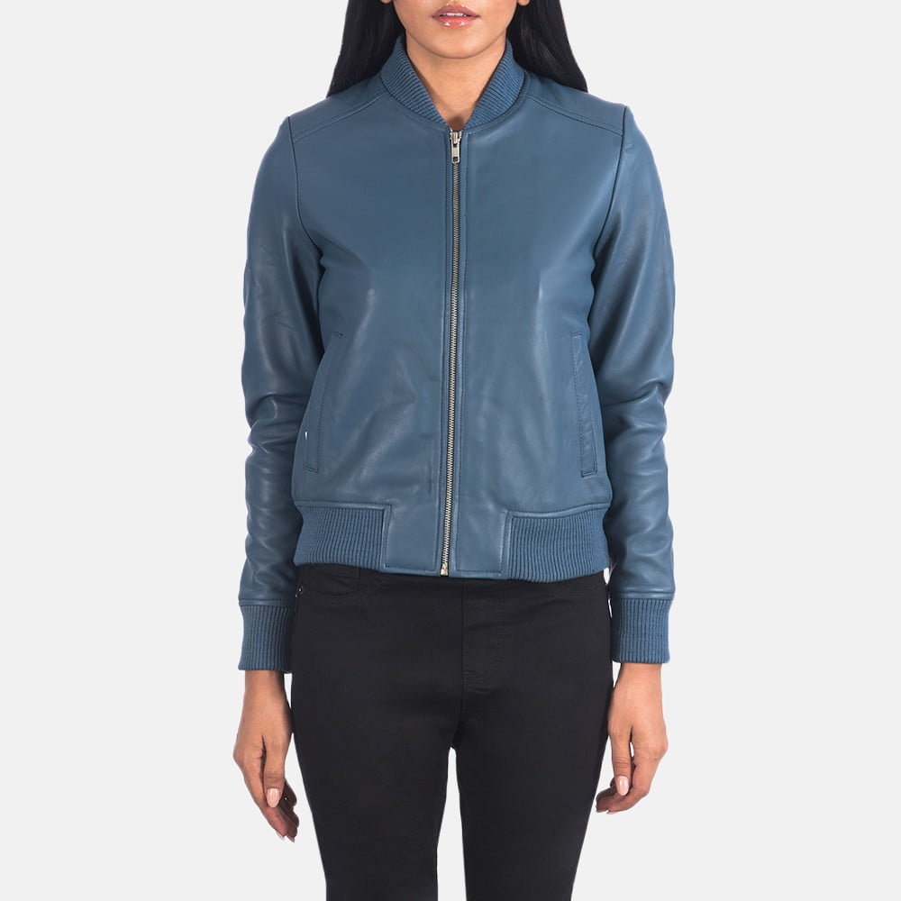 leather jackets women bomber - Back View