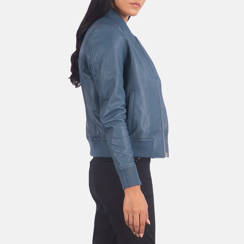 leather jackets women bomber - Back View
