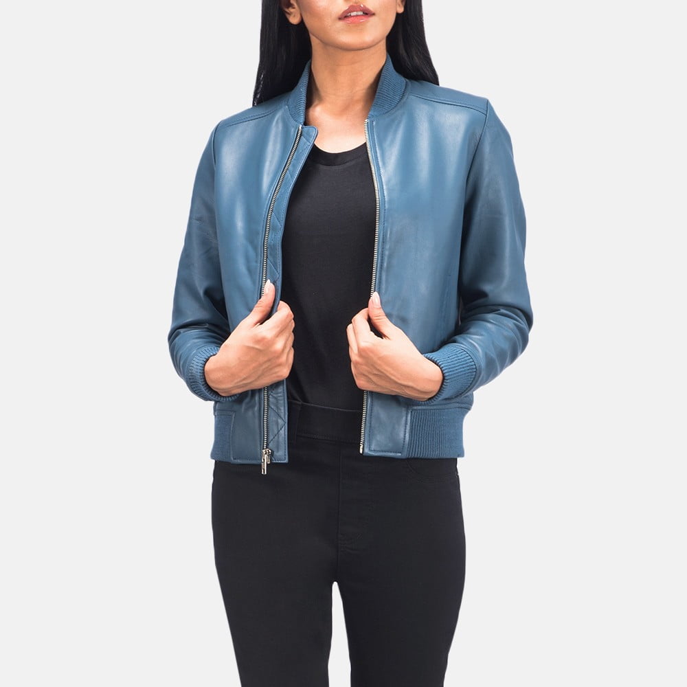 leather jackets women bomber - Back View