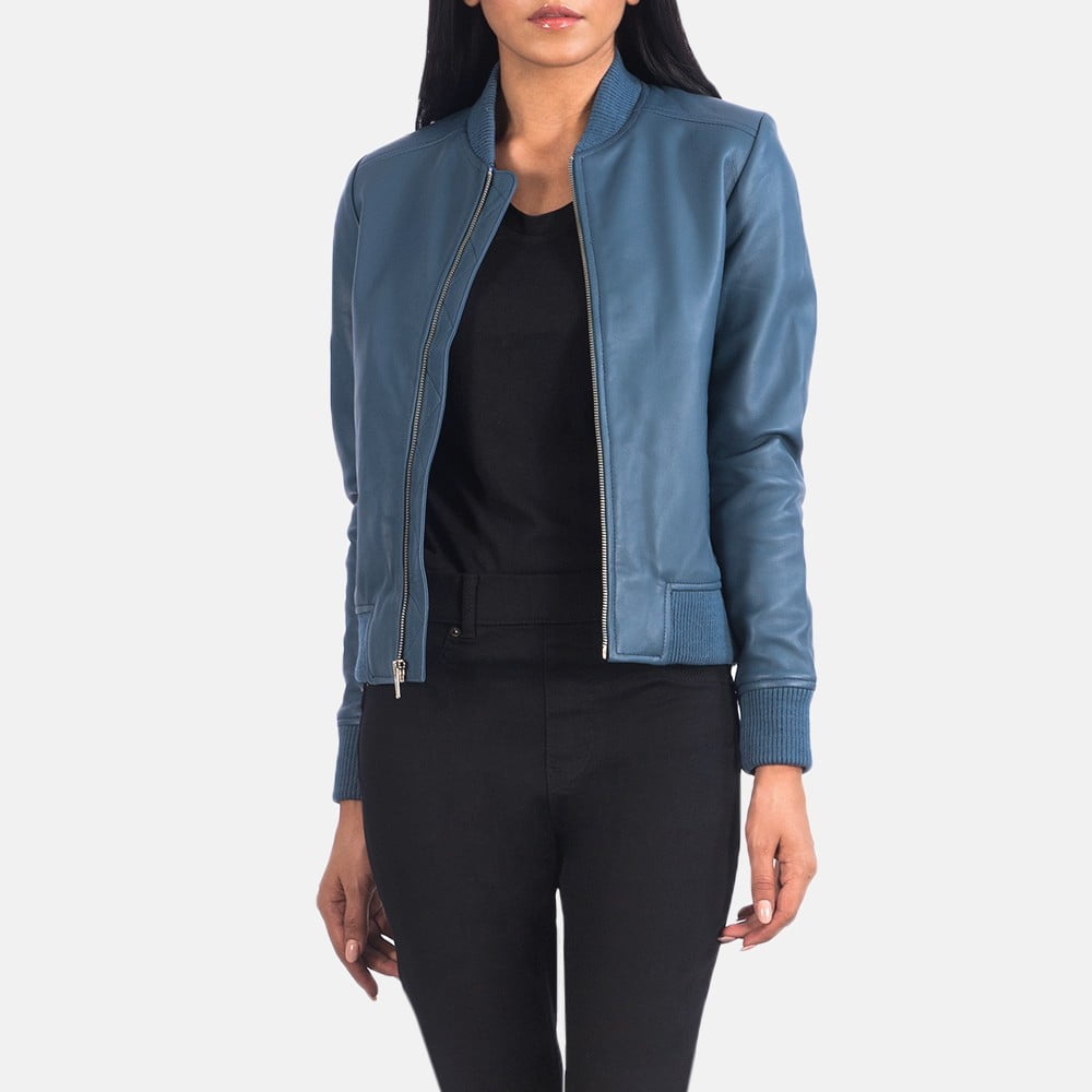 leather jackets women bomber - Back View