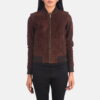 Brown leather jackets women bomber - Product View