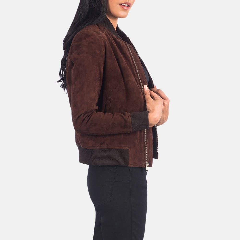 Brown leather jackets women bomber - Product View