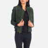 leather jackets women bomber - Back View