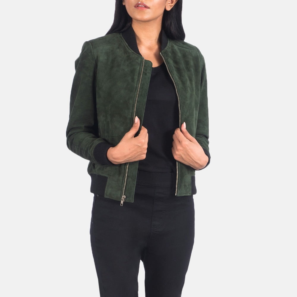 leather jackets women bomber - Back View