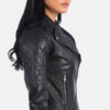 Black Carolyn Quilted (Color) Biker Jacket - Back View