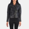Black Carolyn Quilted (Color) Biker Jacket - Back View