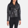 Black Carolyn Quilted (Color) Biker Jacket - Back View