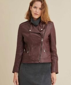 Monica Asymmetrical Leather Jacket Women