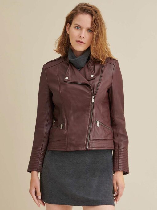 Monica Asymmetrical Leather Jacket Women