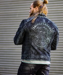 USA Leather Jacket Embossed