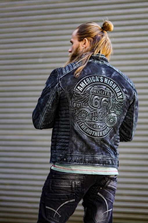 USA Leather Jacket Embossed