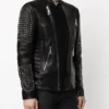 Casual Men's Stud Leather Jacket - Product View