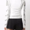 Light weight Biker style stud Leather Jacket - Side View
