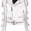 Light weight Biker style stud Leather Jacket - Product View