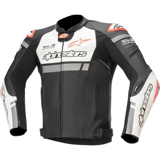 Alpinestar Missile Ignition Airflow Leather Jacket White & Black - Front View