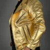 Mens Golden Color Leather Jacket - Product View