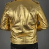 Mens Golden Color Leather Jacket - Side View