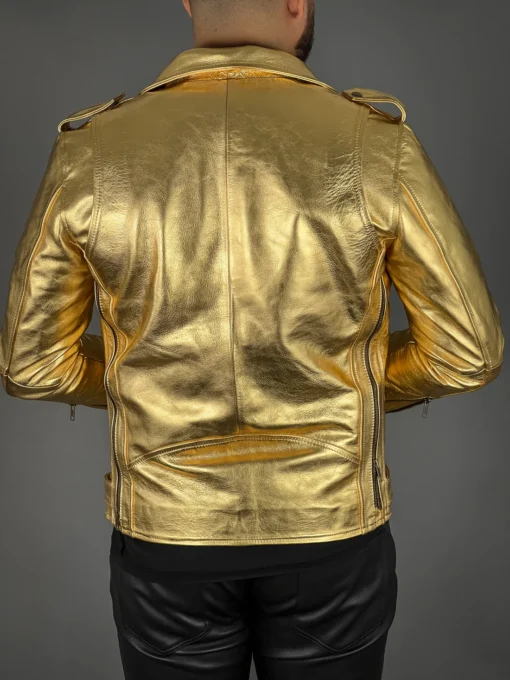 Gold Leather Jacket Men