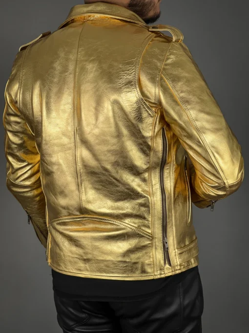 Gold Leather Jacket Men
