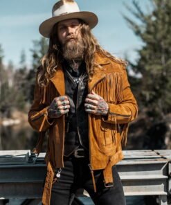 Brown Fringe Suede Leather Jacket Men