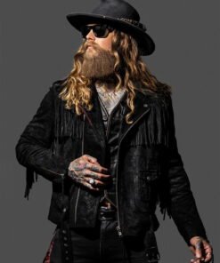 Black Fringe Suede Leather Jacket Mens
