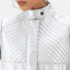 Silver Silver Leather Jacket Women - Product View