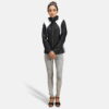 Black silver leather jacket women - Product View