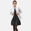 Silver Silver Leather Jacket Women - Side View