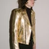 Gold Leather Jacket Men
