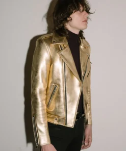 Gold Leather Jacket Men