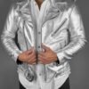 mens silver leather jacket