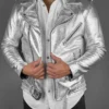 mens silver leather jacket