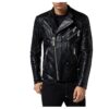 PHILIPP PLEIN LEATHER BIKER SLIM FIT LUXURY JACKET