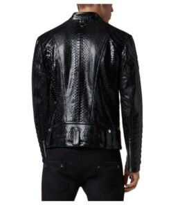 PHILIPP PLEIN LEATHER BIKER SLIM FIT LUXURY JACKET