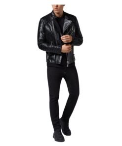 PHILIPP PLEIN LEATHER BIKER SLIM FIT LUXURY JACKET