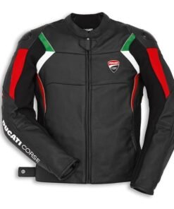 Ducati Corse C3 Motorcycle Leather Jacket Black