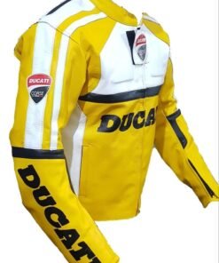 DUCATI MOTORBIKE LEATHER JACKET YELLOW