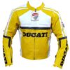 DUCATI MOTORBIKE LEATHER JACKET YELLOW - Front View