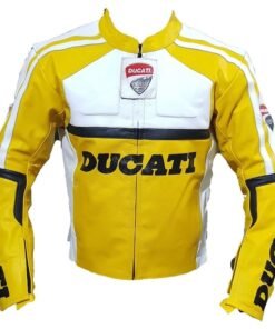 DUCATI MOTORBIKE LEATHER JACKET YELLOW